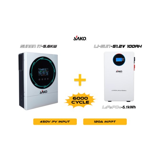 Sunon-IV 5.6KW Inverter + Li-sun 51.2V 100Ah Lityum Akü Off-Grid Hibrit Paketi Sunon-IV 5.6KW Inverter + Li-sun 51.2V 100Ah Lityum Akü Off-Grid Hibrit Paketi