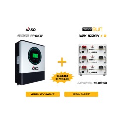 Sunon-IV 8KW Inverter + 3x48V 100Ah Lityum Akü Off-Grid Hibrit Paketi