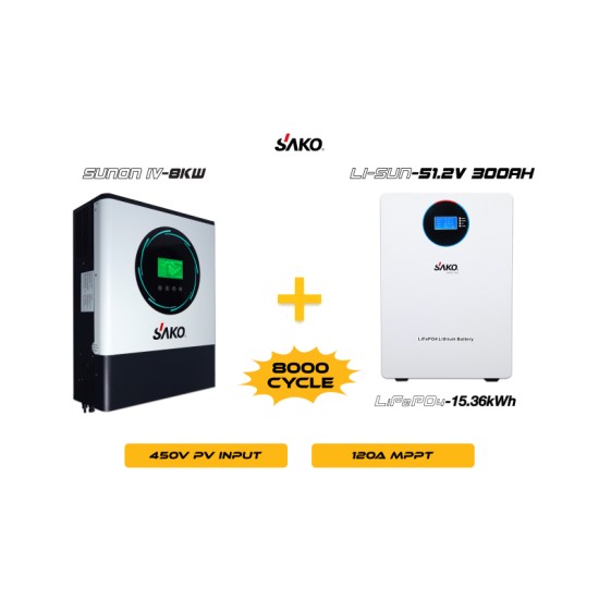 Sunon-IV 8KW Inverter + Li-sun 51.2V 300Ah Lityum Akü Off-Grid Hibrit Paketi Sunon-IV 8KW Inverter + Li-sun 51.2V 300Ah Lityum Akü Off-Grid Hibrit Paketi